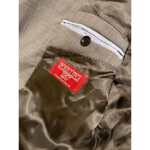 Posillipo 1930 Sartoria Made in Napoli Single-Breasted Checkered Coat Gray Custo - Picture 4 of 16